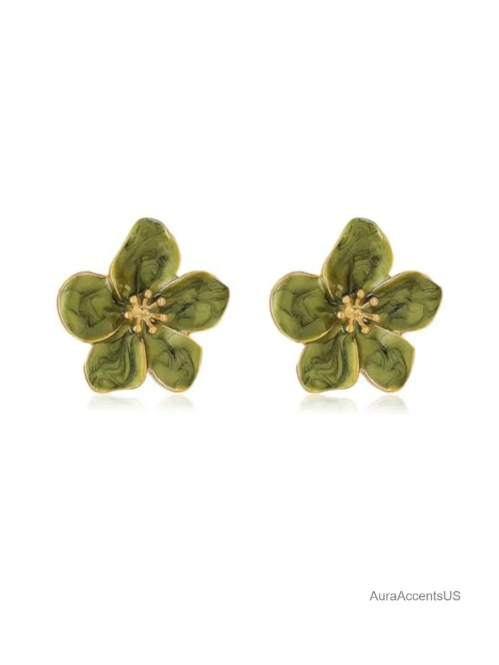White Enamel Floral Stud Earrings Boho Lightweight Hypoallergenic Gift for Women